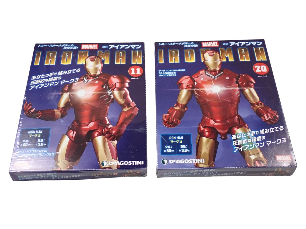 Pair of Sealed Japanese Build Your Own Marvel Iron Man Model Kits: Pair of Sealed Japanese Build Your Own Marvel Iron Man Model Kits