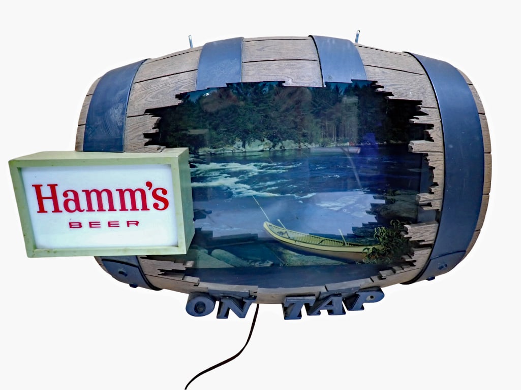 Vintage Hamm's Beer Light Up Barrel Sign Bar Sign (1 of 3)