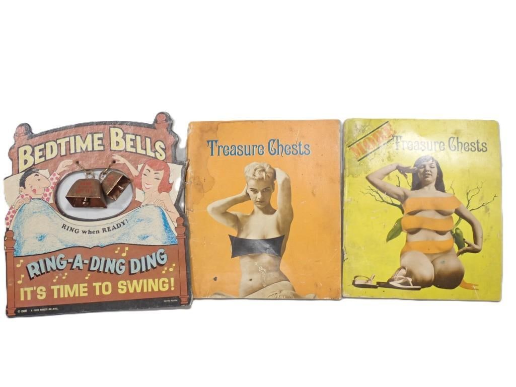 Vintage Adult Novelty lot including Ring-A-Ding Time to Swing, two Treasure Chests Dirty Limerick (1 of 12)