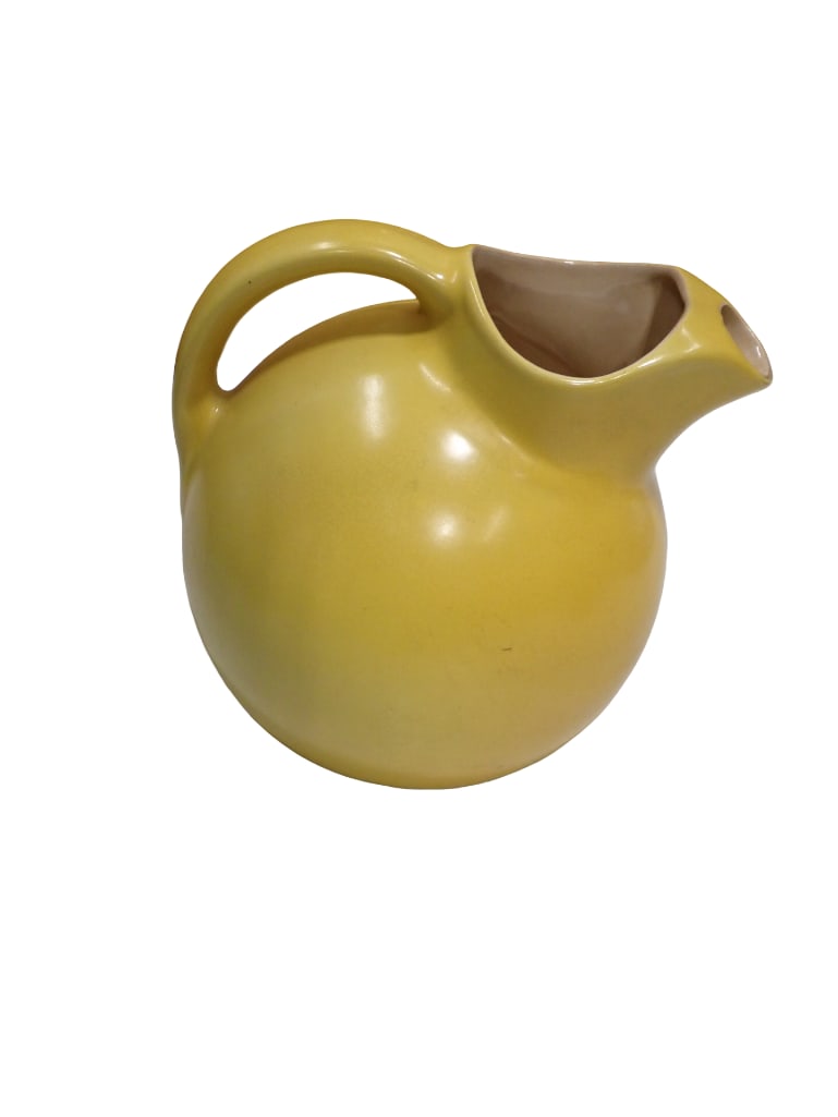 Vintage Yellow Red Wing Pottery Pitcher #547 Ball Shape with Ice Lip (1 of 5)