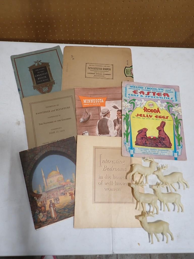 Ephemera and Small Toys incl 1926 The Story of the Greatest Buick Ever Built Booklet,: Ephemera and Small Toys incl 1926 The Story of the Greatest Buick Ever Built Booklet, Minnesota Spans a Century Booklet, 1923 Art Gallery Booklet, Plastic Animals, etc All pictures are considered par
