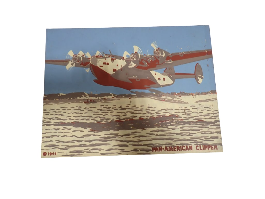 Vintage Intercity Bus and Pan American Clipper Airplane Double Sided Print Dated 1944 (1 of 3)