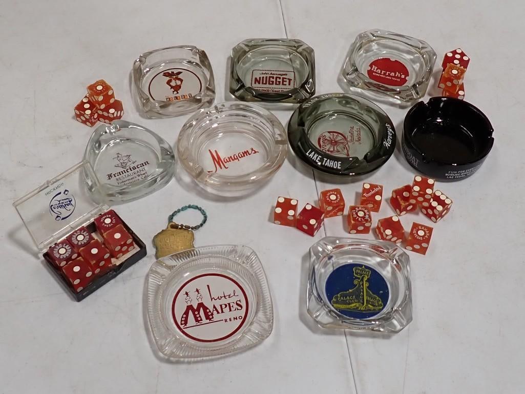 Gambling Lot incl Casino Ashtrays, Dice, Etc (1 of 8)