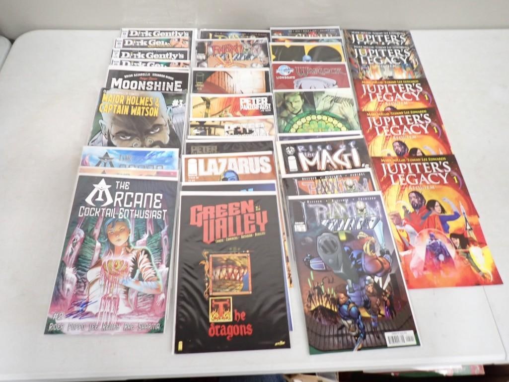Lot of Comic Books incl Jupiters Legacy, The Arcane Cocktail Enthusiast, Green Valley,: Lot of Comic Books incl Jupiters Legacy, The Arcane Cocktail Enthusiast, Green Valley, Lazarus, Major Holmes & Captain Watson, Rise of the Magi, Phantom Guard, Etc All pictures are considered part