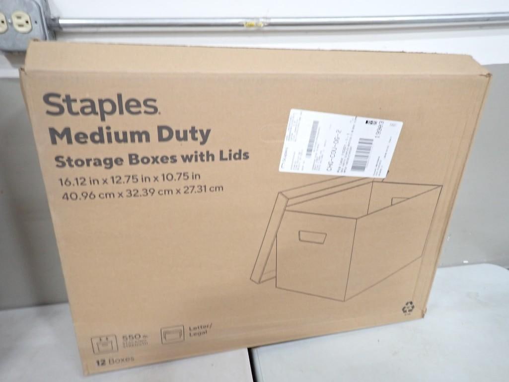 Case of 12 Staples Medium Duty Storage Boxes with Lids 16.12"x12.75"x10.75" (1 of 4)