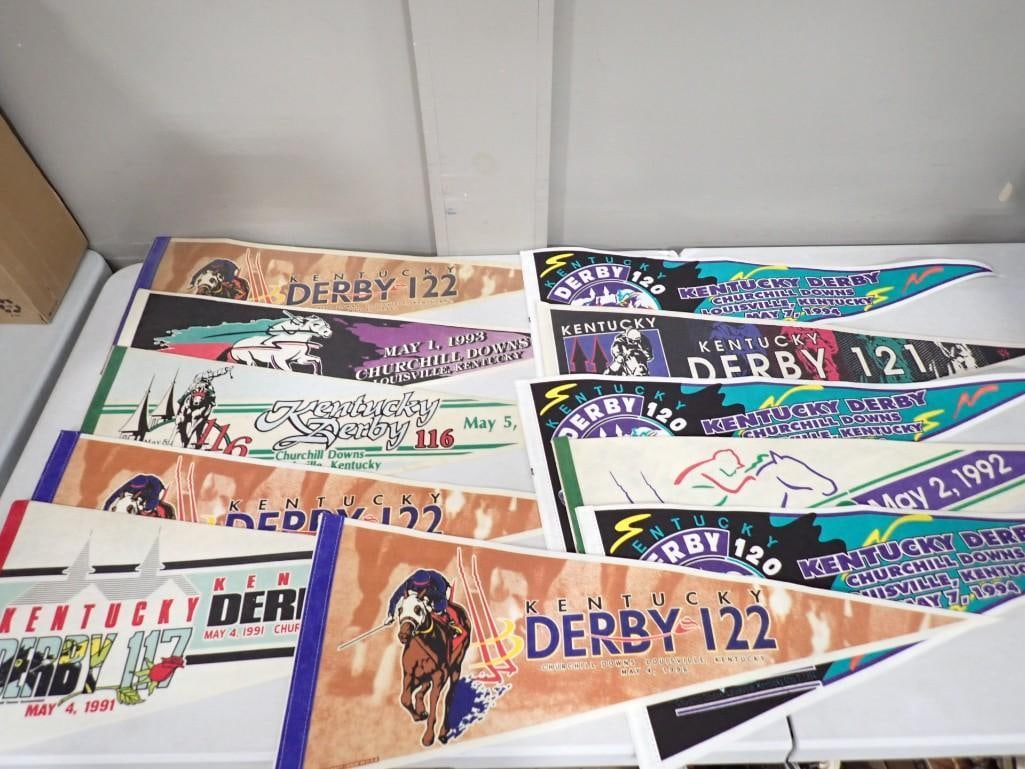 11 Kentucky Derby Pennants: Lot of 11 Kentucky Derby Pennants All pictures are considered part of the description and should be examined carefully by bidders. Live Auctioneers is now offering Live Shipping through them. Thi