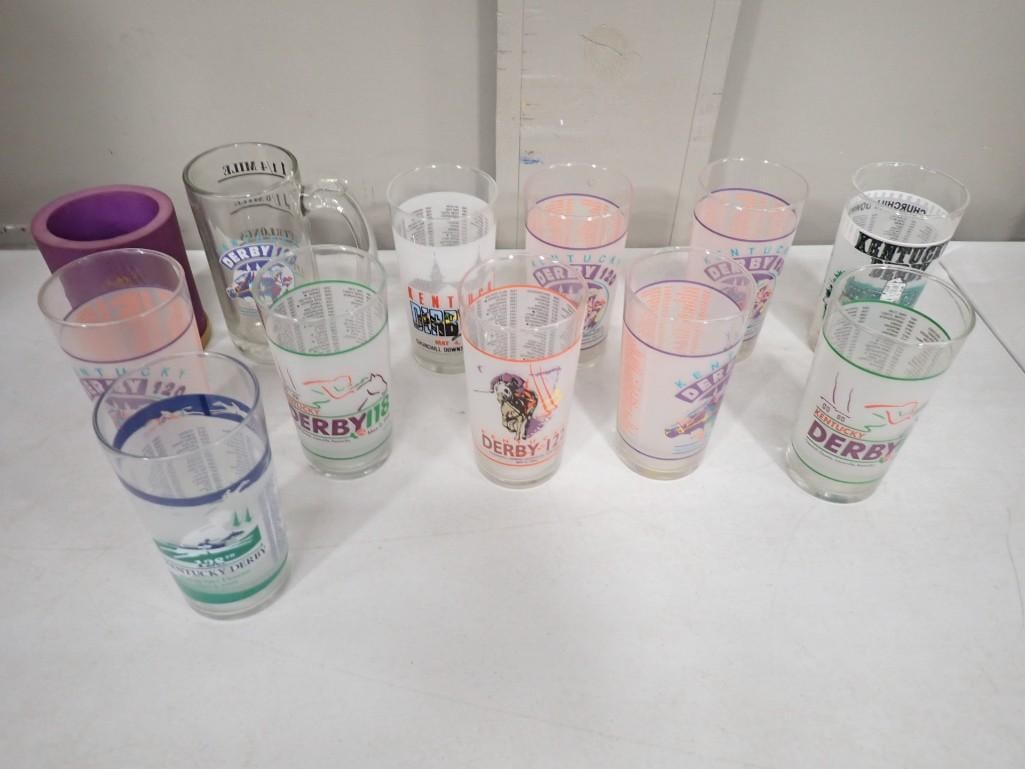 12 Kentucky Derby Drinking Glasses or Tumblers and a Coozie or Cozy: 12 Kentucky Derby Drinking Glasses or Tumblers and a Coozie or Cozy All pictures are considered part of the description and should be examined carefully by bidders. Live Auctioneers is now offering Li