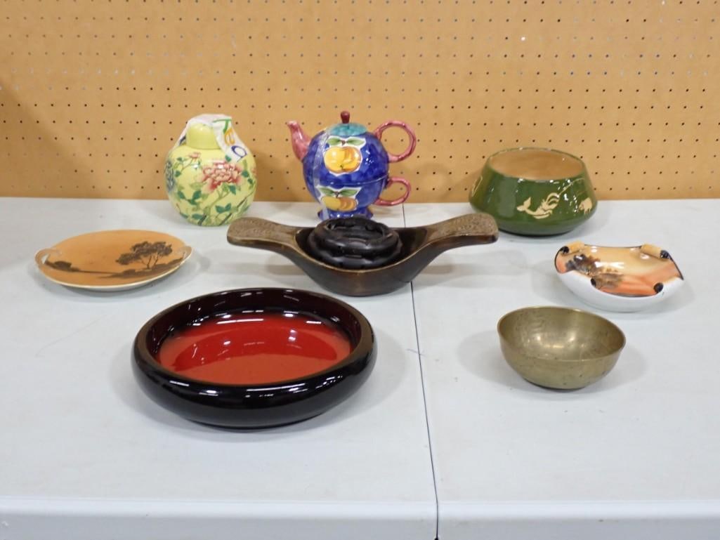 Assorted Ceramic and Metal Bowls Plates, Tea Pot, Ginger Jar, etc. (1 of 10)