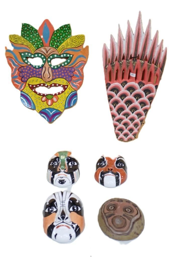 Lot of Tribal Masks / Wall Hangings including Cuban Style, etc.: Lot of Tribal Masks / Wall Hangings including Cuban Style, etc. All pictures are considered part of the description and should be examined carefully by bidders. Live Auctioneers is now offering Live S