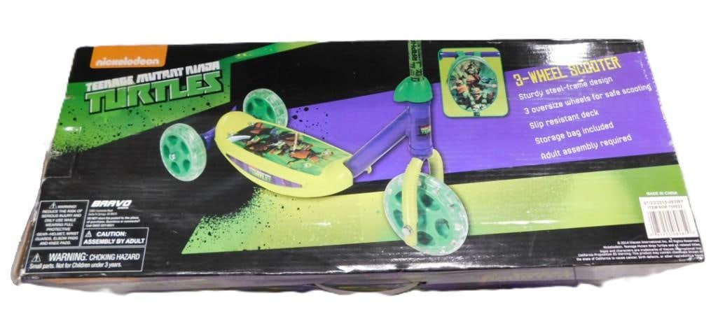 New in Box Teenage Mutant Ninja Turtles 3 Wheel Scooter: New in Box Teenage Mutant Ninja Turtles 3 Wheel Scooter TMNT All pictures are considered part of the description and should be examined carefully by bidders. Live Auctioneers is now offering Live Ship