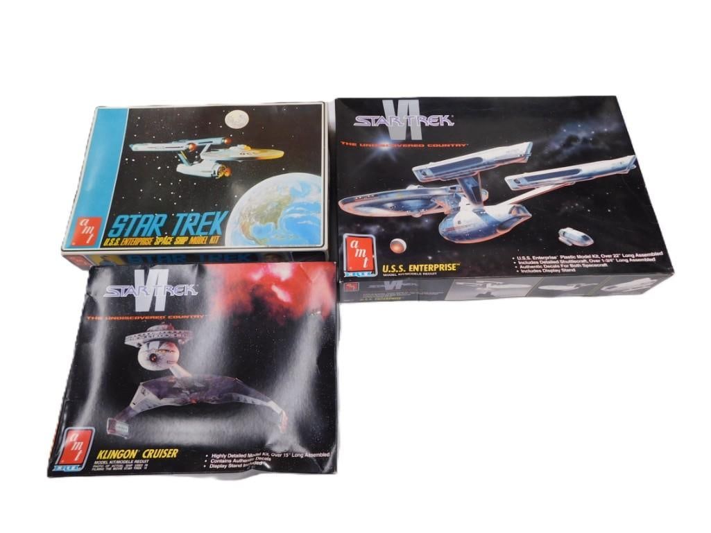Lot of 3 AMT Star Trek Model Kits including USS Enterprise, Klingon Cruiser, another Enterprise (1 of 6)