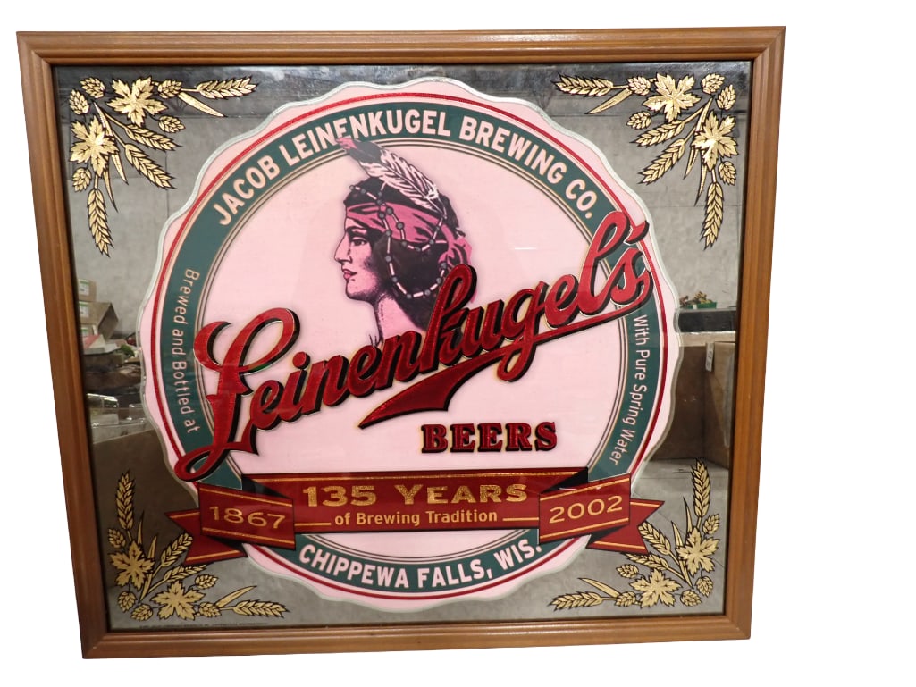 Leinenkugel's Beer Framed Bar Mirror 26"x30" (1 of 7)
