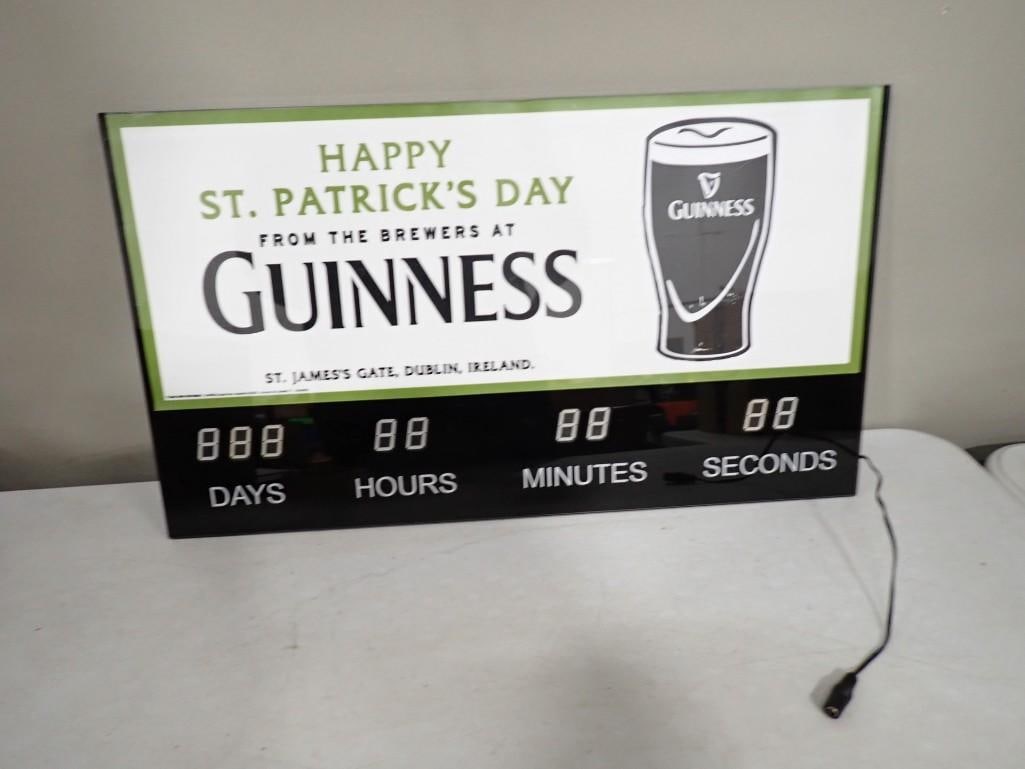 Guinness Beer Happy St Patrick's Day Lighted Bar Sign 13"x22" Untested (1 of 6)