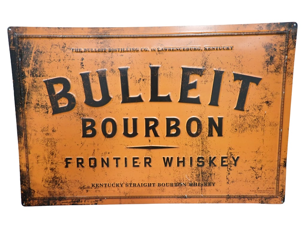 Bulleit Bourbon Frontier Whiskey Metal Sign 24"x36" (1 of 4)