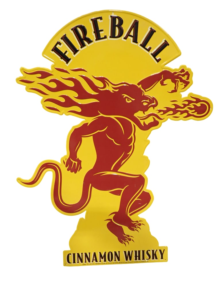 Fireball Cinnamon Whisky Metal Sign 27"x36" (1 of 5)