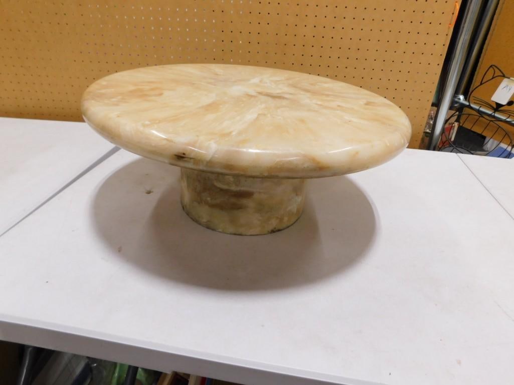 Composite Pedestal Round Mushroom Table Roughly 9x21" Looks like stone, but probably is not: Composite Pedestal Round Mushroom Table Roughly 9x21" Looks like stone, but probably is not All pictures are considered part of the description and should be examined carefully by bidders. Live Auctio
