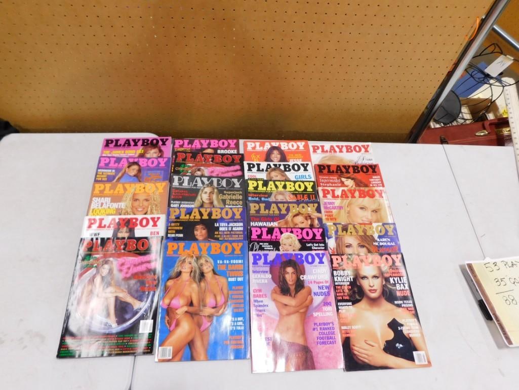 Lot of 21 assorted Playboy Magazines: Lot of 21 assorted Playboy Magazines All pictures are considered part of the description and should be examined carefully by bidders. Live Auctioneers is now offering Live Shipping through them. 
