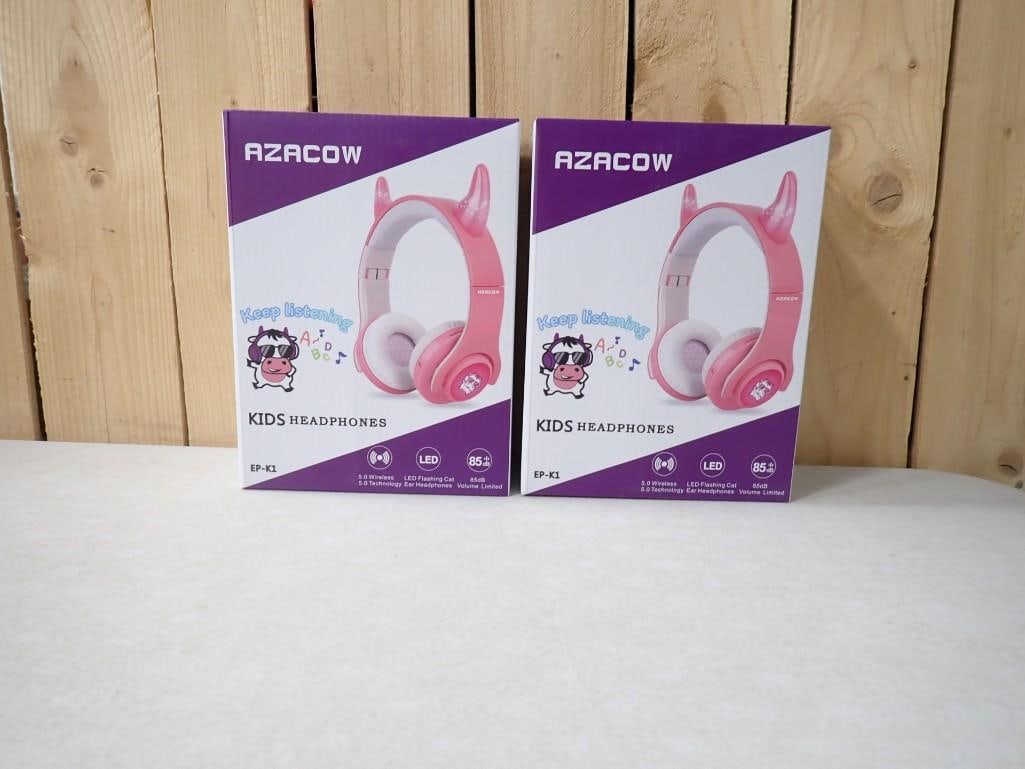Pair of New in Box Azacow Kid's Bluetooth Headphones - in Black: Pair of New in Box Azacow Kid's Bluetooth Headphones - in Black All pictures are considered part of the description and should be examined carefully by bidders. Live Auctioneers is now offering Li