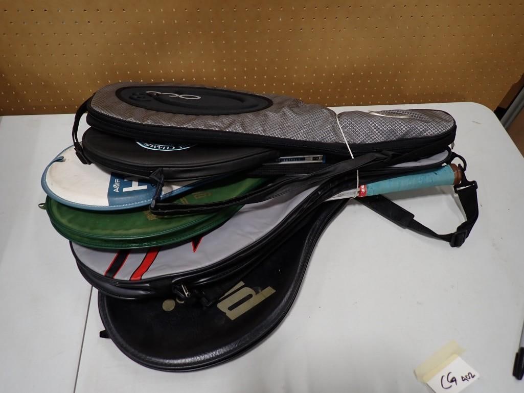 Lot of 6 Rackets or Racquets and 7 Cases: Lot of 6 Rackets or Racquets and 7 Cases