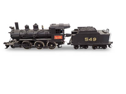 L&N Metal Steam Engine #549 Old Fashioned Steamer with Tender: L&N Metal Steam Engine #549 Old Fashioned Steamer with Tender 16"x2 1/4"x3 1/2" . Steam engine and tender have broken and missing pieces throughout. All pictures