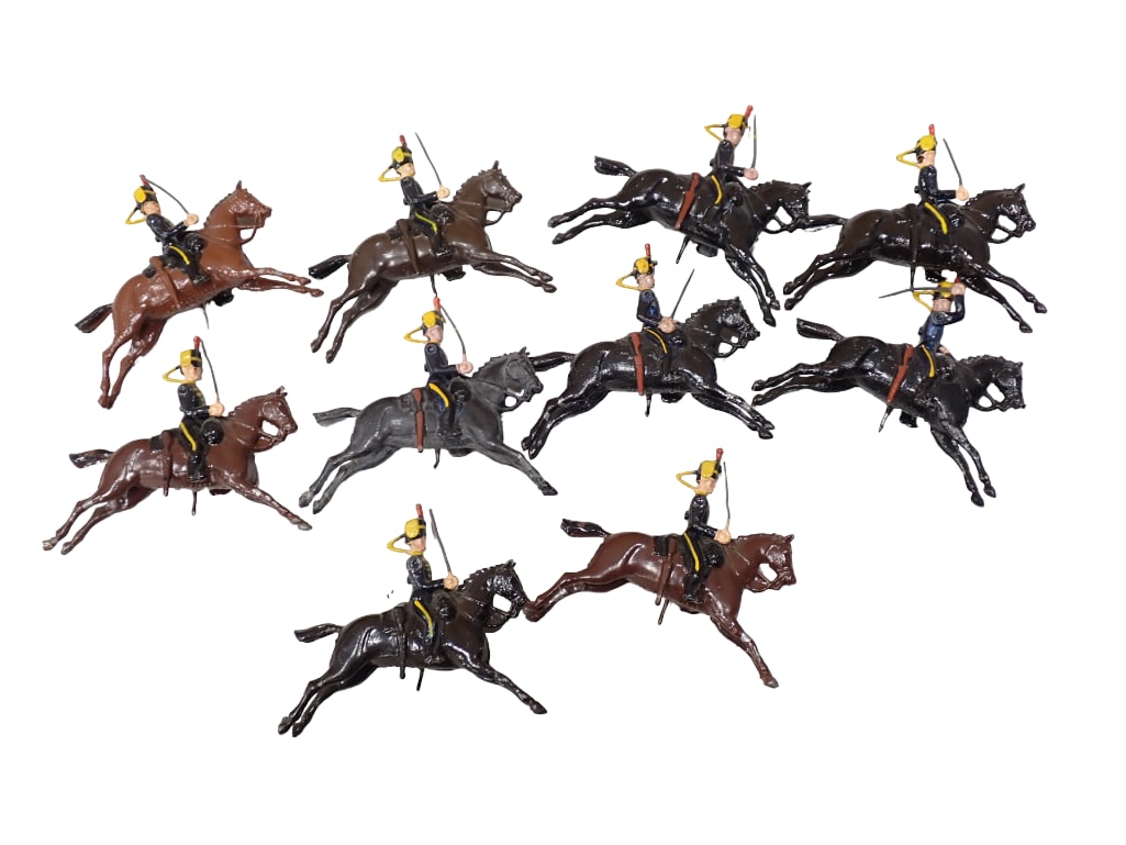 10 Britains Lead Soldiers Riding Horses.  Some have Jointed Arms (1 of 7)