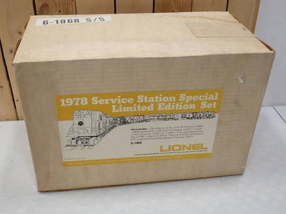 Factory Sealed 1978 Lionel Service Station Special Limited Edition Train Set Factory Sealed Item 6-1: Factory Sealed 1978 Lionel Service Station Special Limited Edition Train Set Factory Sealed Item 6-1868 Bod measures 16"x11"x8". Set includes GP9 Diesel Engine, Powered Hopper Car,