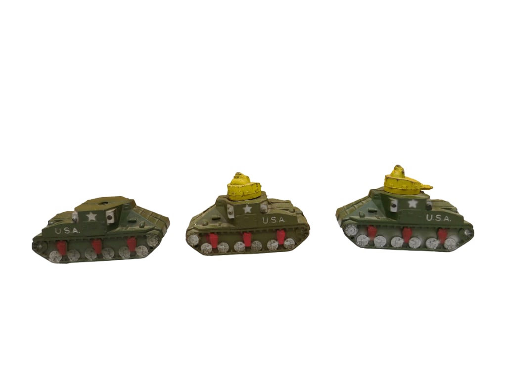 Lot of 3 Sun Rubber Tanks.  All green. Military or Army Toys (1 of 10)