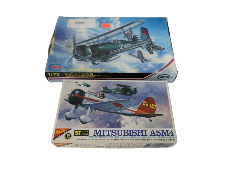 Pair of 1/72 Scale Airplane Model Kits - MPM Curtiss Hawk III, Nichimo Mitsubishi A5M4 (1 of 7)