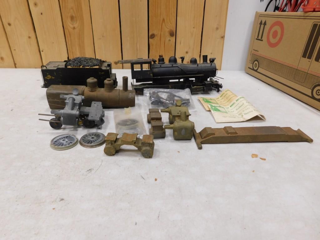 Box of model train steam engine parts and pieces including brass, parts lot (1 of 11)