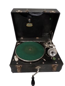 Vintage Carryola Master Portable Record Player Hand Crank Works