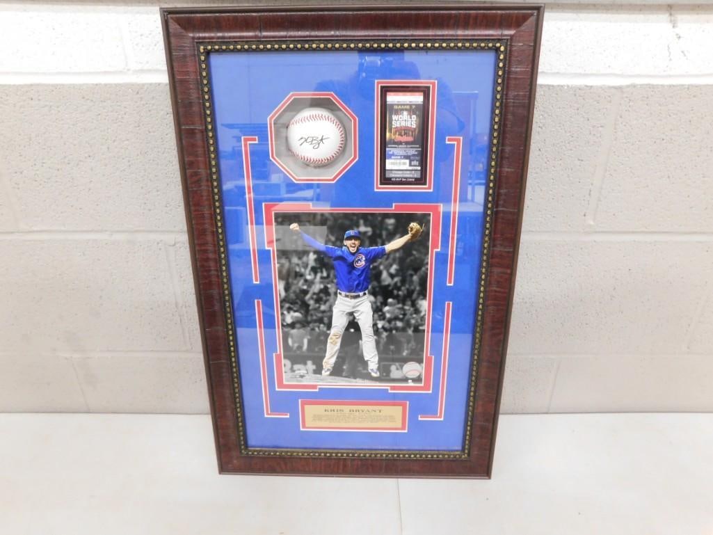 Kris Bryant Chicago Cubs Framed Collection incl Baseball, World Series Ticket, Print (1 of 9)