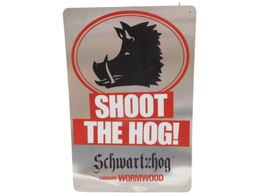 Shoot The Hog Schwartzhog Metal Advertising Bar Sign 24"x16"
