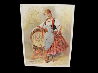 Faust Beer Anheuser Busch Brewing Modern Retro Beer Sign 16"x12 1/2"