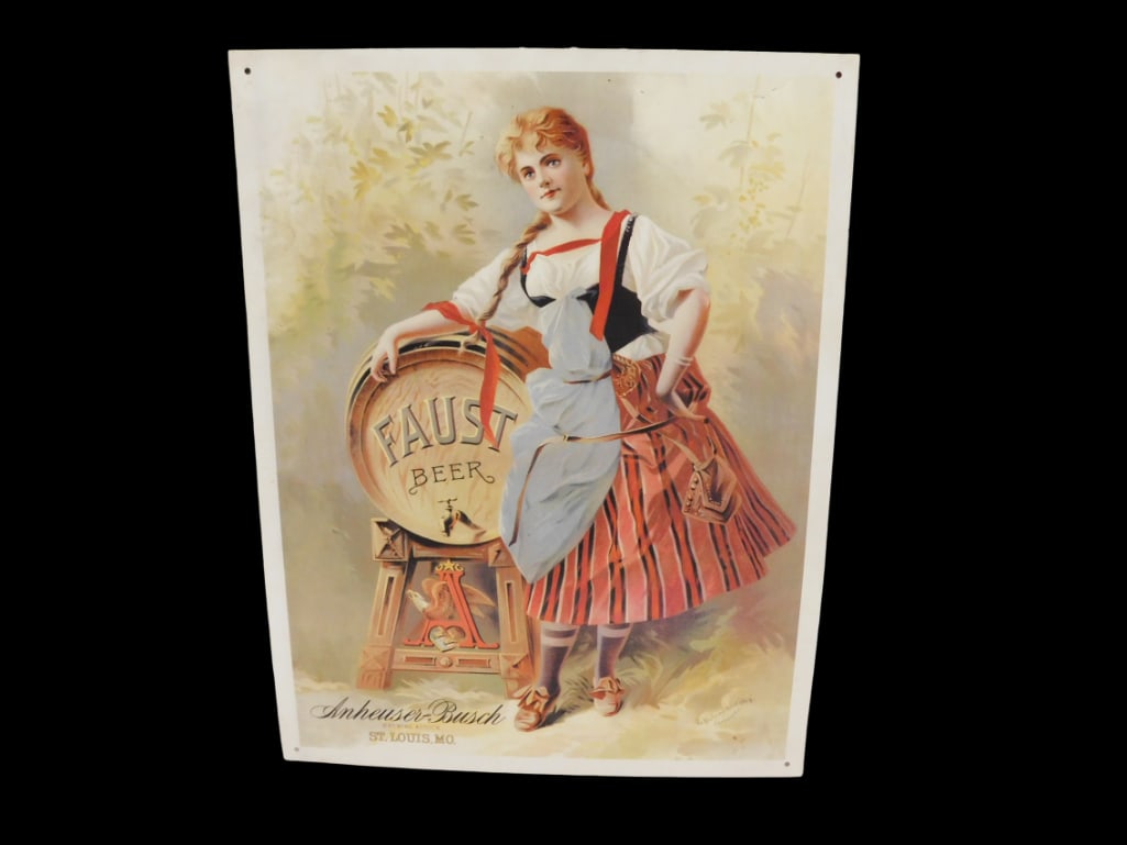 Faust Beer Anheuser Busch Brewing Modern Retro Beer Sign 16"x12 1/2" (1 of 7)