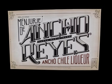 Delicioso Menjurje de Ancho Reyes Ancho Chile Liqueur Metal Bar Sign 19"x13"