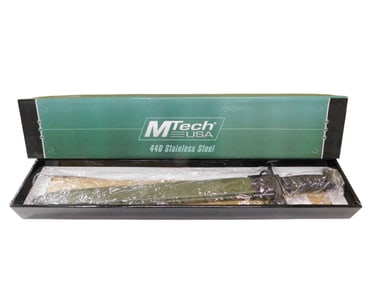MTech USA 440 Stainless Steel Knife with Sheath New in Box 22" Total Length