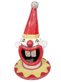Vintage Circus Clown Amusement Park Garbage Can Cover with moving Teeth