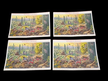 Four full sheet Sonoran Desert 33 Cent stamps. 10 Stamps per Sheet, Nature of America Series