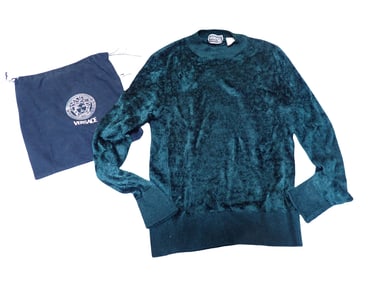 Versace V2 Green Nylon/Rayon Blend pullover and Versace Dustbag