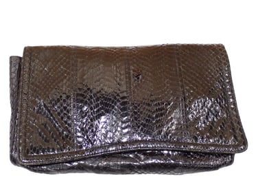 Black Snakeskin Clutch Handbag 9" x 14"