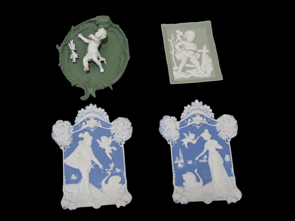 Group of German Bisque Porcelain Plaques in the Style of Schafer Vater (1 of 9)