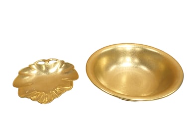 Pickard Porcelain; One Round Serving Bowl and One Leaf Dish Bowl: 2.5" x 9.25"