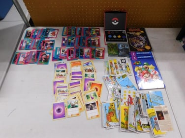 Assorted Trading Cards, etc. including Pokemon, Yu-Gi-Oh, Super Mario, Tarot, Trolls, etc.