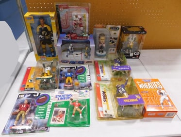 New in package Sports Lot including Starting Lineup, Wheaties, Football, Hockey, Favre, Montana, Mos