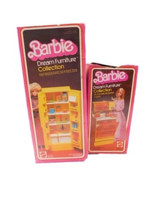 Mattel Barbie Lot including Dream Furniture Collection Refrigerator/Freezer, Stove/Microwave Oven