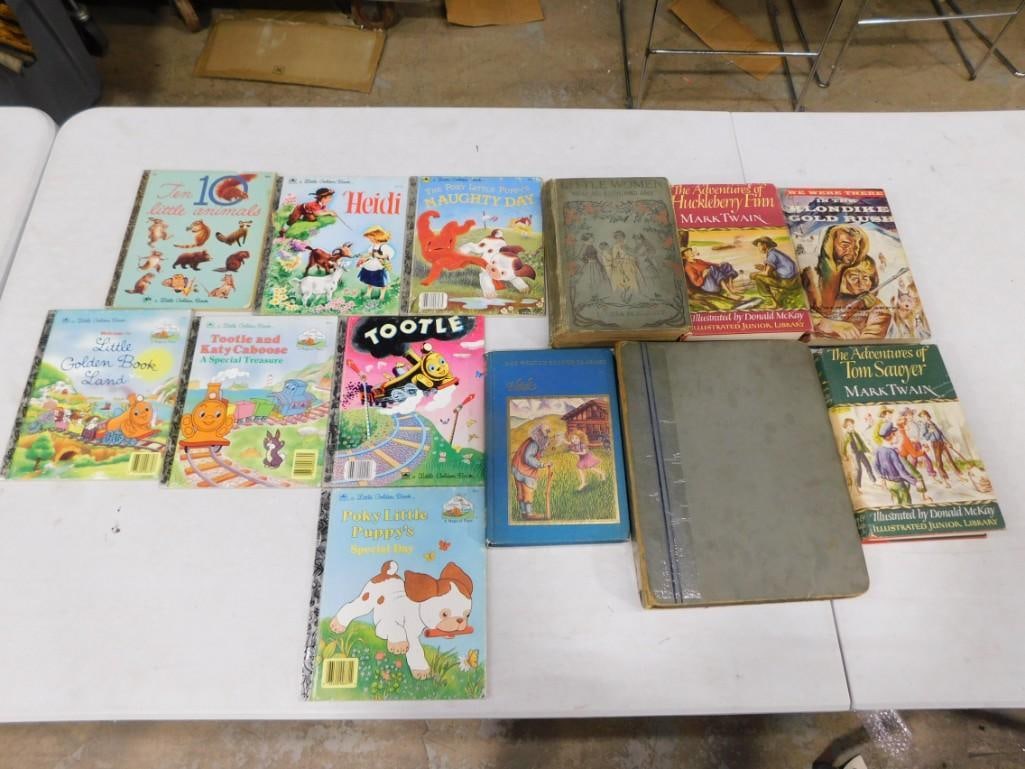 Vintage Books including Little Golden Books, Heidi, Mark Twain, Little Women, Trains, etc. (1 of 9)