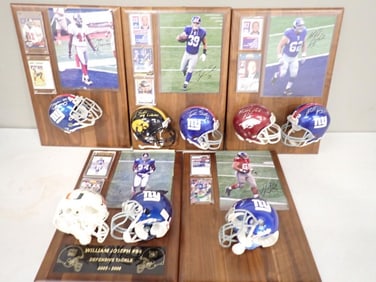 6 Framed Autographed Football Plaques including William Joseph, Dave Thomas, Tyler Sash, Mitch Petru