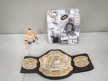 UFC / MMA Lot including Action Figure, Belt, Anderson the Spider Silva Sealed Action Figure