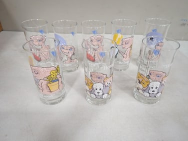 Lot of 8 Vintage E.T. The Extra Terrestrial Drinking Glasses