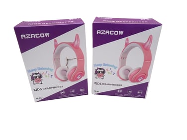 2 Sets of Azacow Kid's Bluetooth Headphones - in Black New in Damaged Boxes